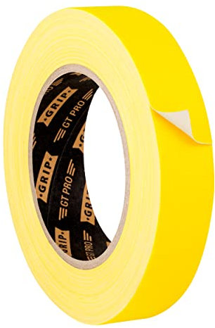 GRIP Eventbasics Hula Hoop Tape Gelb, GT PRO Neon Tape, 25 mm x 25 m, Schwarzlicht Gaffa Tape UV-aktiv, matt
