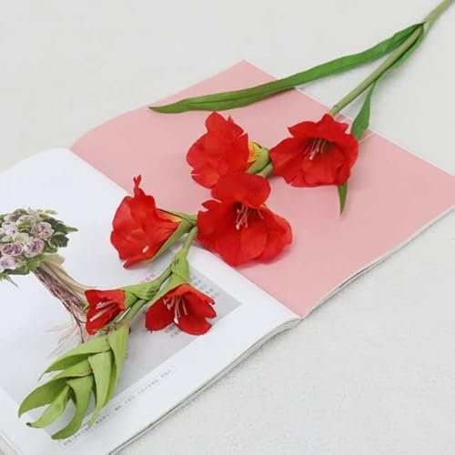 99 cm 6 Köpfe Künstliche Gladiolen Deko Hausgarten Hochzeit Blumenarrangement Gladiolen Gefälschte Pflanzen Seide Rot Weiß Rosa Großhandel-Rot