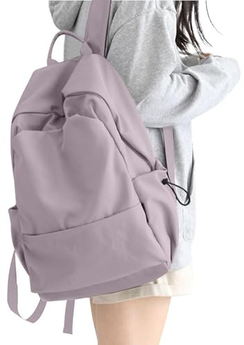 HYC00 Mochila escolar Bolsas de viaje causales para mujer Mochila para computadora portátil de 14 pulgadas Mochila ligera para adolescentes Mochila resistente al agua para hombres,A-Morado