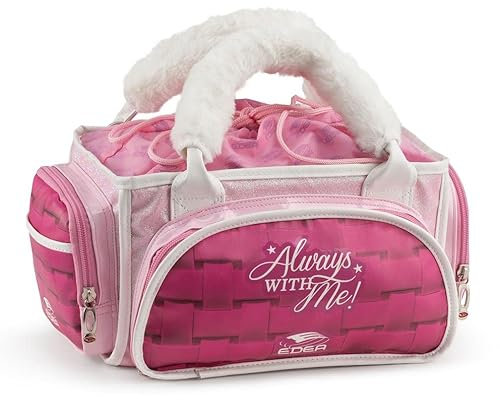 EDEA with Me Sporttasche, 9 Taschen in verschiedenen Größen, Gute Organisation, Reißverschlüsse, abnehmbare Kunstpelzgriffe, Korbgeflechtmuster, stilvoller weißer Rand (Rosa)