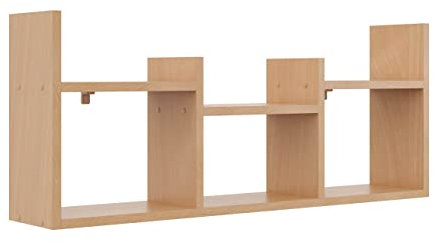 KUBUTKU Dekorativ Wandregal mit 6 Böden 97x40x18 Design Skandinavischer Modern für Wohnzimmer Küche Büro Schlafzimmer Badezimmer Hängeregal Bücherregal (Buche)