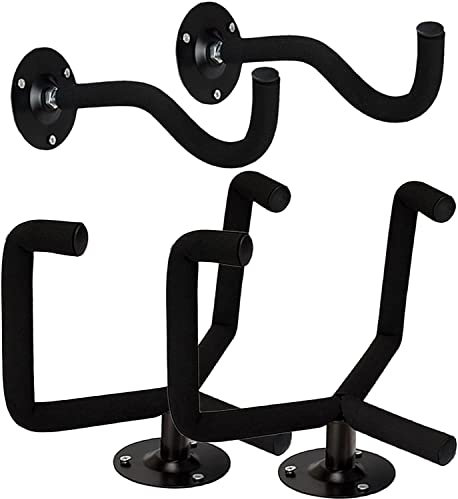 HommyFine Support Mural de Guitare Horizontal, Crochet De Cintre De Guitare, Lot de 2 Support Mural Horizontal pour Guitare Acoustique Classique ou électrique, Ukulélé, Banjo (Noir (Lot de 2))