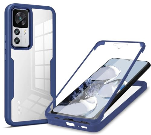 betterfon 360 Grad Hülle, Handyhülle mit eingebautem Displayschutz für Xiaomi Redmi 12T / 12T Pro in Blau