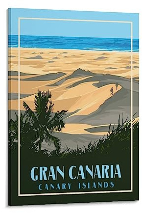 Gran Canaria Kanarische Inseln, Vintage-Reiseposter, Landschaft, 30 x 45 cm, Wandkunst, Kunstdruck, Leinwand-Kunst-Poster, modernes Familienschlafzimmer-Dekor-Poster