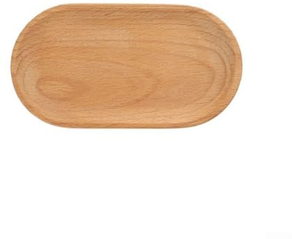 Bandeja de madera maciza de haya, plato de postre de madera para aperitivos, frutas y cubiertos (ovalada, 18 x 10 cm)