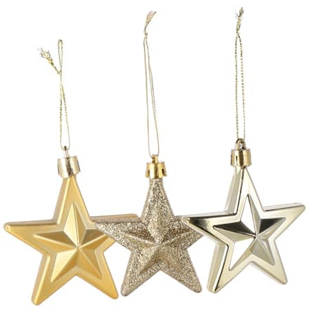 OKUMEYR 18Stücke Teiliges Weihnachtsbaum Stern Deko Hängende Weihnachtsdekoration aus Umweltfreundlichem Material für Zuhause Büro und Schule für Festliche