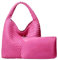 Yuxier Sac fourre-tout tissé pour femme en cuir végan tricoté, grand sac tissé en cuir avec pochette, Rouge rosé., Medium