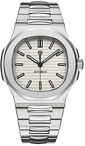 Pagani Design 1728 Luxus Herren Automatik Mechanische Uhr Synthetischer Saphir Voller Edelstahl Wasserdicht Leuchtend Casual Sport Armbanduhr, weiß