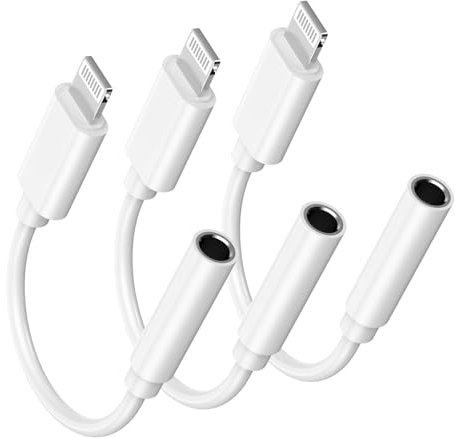 FUHAYA Apple MFi Certified Lightning to 3.5 mm Headphone Jack Adapter (3 Pack) for iPhone 14/13/12/11/XS/XR/X/8, Compatible with iOS 10.3 and Above, Plug and Play, 36-Month Warranty