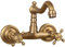 HomeLava 360° Drehbar Wandarmatur Küchenarmatur Wandmontage Messing Antik Zwei Griff Spültischarmatur Waschtischarmatur Mischbatterie mit Zweigriff, Bronze