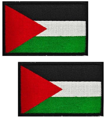 2 PCS Palestine Flag Patch National Palestinian Flag Patches Palestine Patches Embroidered Patch Hook & Loop Sew on Embroidery Military Badge for Clothes Hat Backpacks Pride Decor