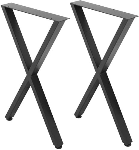 Homtone Heavy Duty Metal Table Legs Set of 2, Industrial Rustic Steel Table Bench Legs for DIY Coffee Table, Dining Table, Furniture Project, Black (H71xW45cm-Small X)