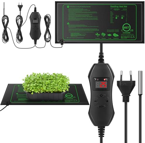 Tappetino riscaldante con Controller termostato, 20W Piastra Riscaldante per piantine, 25 x 52.5 cm, Tappeto Riscaldante per Piante, Tappeto Riscaldante Impermeabile per Rettili e Animali Domestici