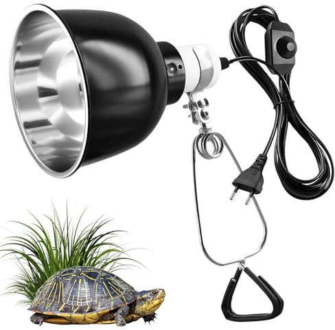 BORDEAG Reptilien Wärmelampe, 5,5 Zoll Reptilien Heizlampe, Heiz Lampenfassung, Reptilien Terrarium Dome Lampen E27 Aluminium Reflektorlampe Für Schildkröte, Bartagame, Huhn, Hund