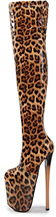 Stivali Alti Fino Alla Coscia Sexy Da Donna - Stivali Da Discoteca Sopra Il Ginocchio Scarpe Con Plateau Stivali Alti Fino Alla Coscia Leopardati Da Donna Stivali Da Pole Dance (Stampa Leopardata 45