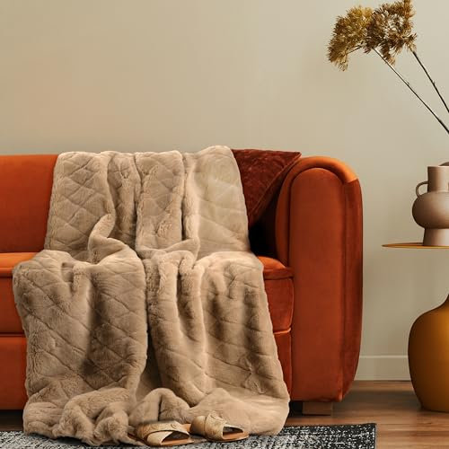 Paco Home Deko Wohnzimmer Decke Kuscheldecke Tagesdecke Waschbar Boho Aesthetic Sofadecke Schlafzimmer Modern Flauschig Waschbar, Farbe:Beige, Größe:150x200cm