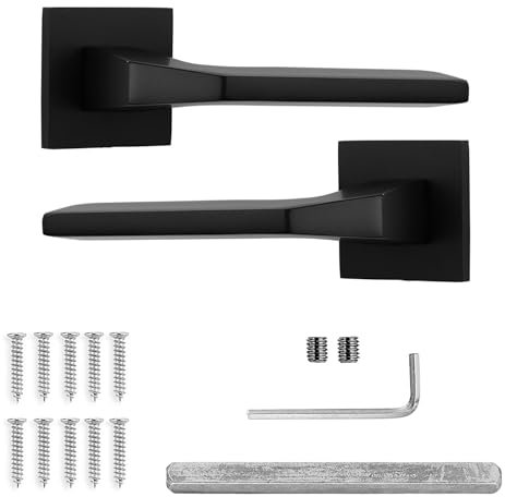 Decoranddecor Black Door Handles Internal – Aluminium Matt Black Door Handle Sets for Wooden Interior Doors | Internal Door Handles for Bedrooms & Bathroom | Penta Range