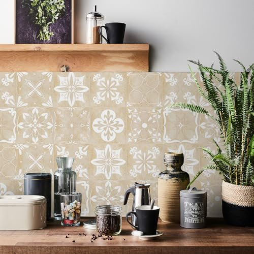 HORIWE Adesivi per piastrelle marocco, 24 pezzi, 10 x 10 cm, in PVC, autoadesivi, per cucina, bagno, armadio, mobili, tavolo