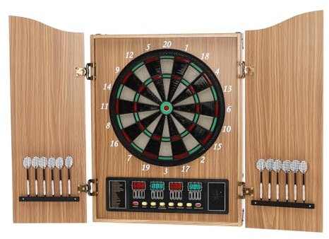 Elektronische Dartscheibe, Schrank Dartscheibe mit 27 Kategorien und 243 Unterkategorien, Klassische Dartboard Dartscheibe Set für Erwachsene, 4 LED-Anzeigen