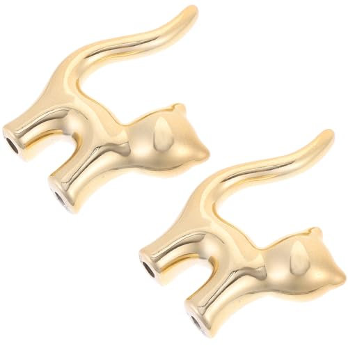 CHILDWEET 1 Set 2 Stück Halter Ringhalter Katze Neuheit Schmuck Organizer Ständer Lustige Ringe Goldener Katzenhalter Goldene Katze Schmuckschale Buchstützen