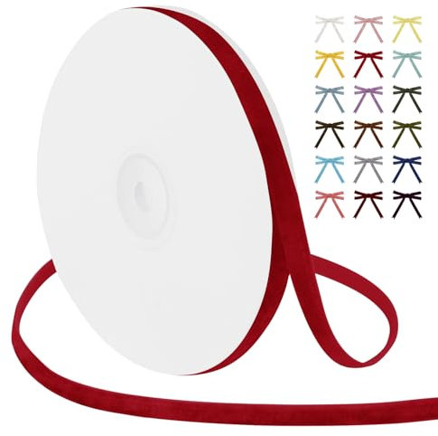 Uiopa Samtband Rot 6mm Breit, 9m Geschenkband Samt Band, Schleifenband Rot Ribbon Dekoband für Geschenkverpackung, Kränze, Hochzeit, Party, DIY Handwerk