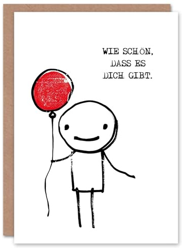 Artery8 Lustige Geburtstagskarte Wie Schön Dass Es Dich Gibt Strichmännchen Luftballon