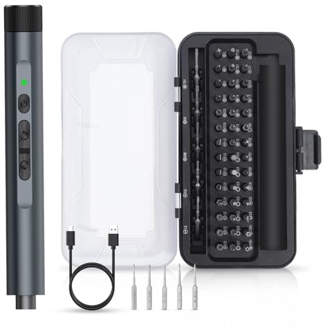 ORIA Mini Electric Screwdriver, 49 in 1 Precision Screwdriver Set with 47 Bits, 2 LED Lights, Rechargeable Cordless Repair Tool Kit for PC, Laptop, Watch