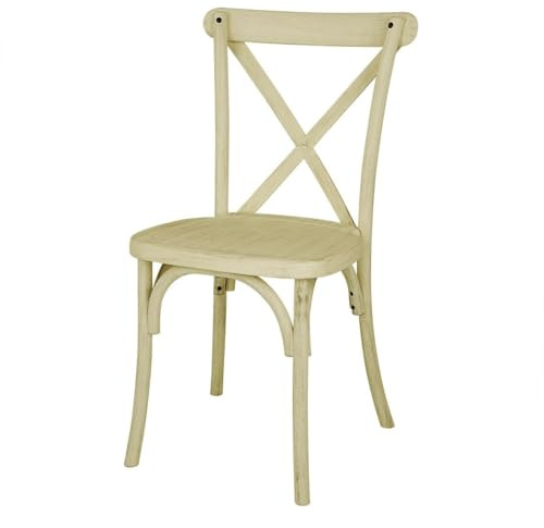 Bolero Commercial Manhattan Cross Back Resin Chairs Pack of 4, Natural | Space-saving stackable design allows easy storage and quick venue setup, ideal for busy indoor or outdoor events