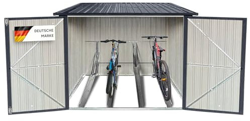 Albatros Premium Fahrradgarage – verzinktes Metall in Anthrazit (RAL 7016) | 259x313x192cm | für bis zu 4 Fahrräder | wetterfester Fahrrad Garage, abschließbar