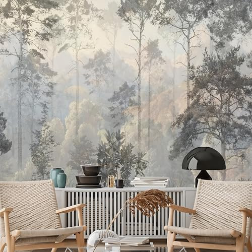 Custom Size Wall Murals, Misty Woodland Self - Adhesive Removable Large Photo Wallpaper for Living Room, Bedroom, Bathroom, Office, Dining Room, Kid's Room