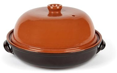 Excelsa Antiques Saveurs Cuiseur à pain en terre cuite avec couvercle, 30 cm, marron foncé/clair, pour four traditionnel
