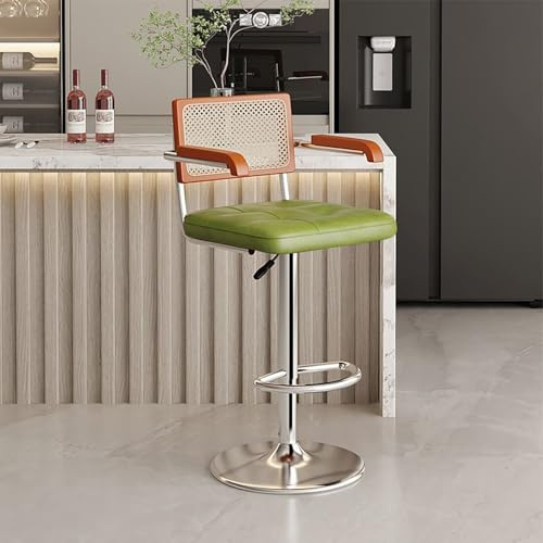 ZJHAHJY Lot de 1 Tabouret de Bar pivotant, Hauteur comptoir, réglable en PU, pivotant avec Dossier, Chaise de Bar rembourrée avec Repose-Pieds et accoudoirs pour îlot de Cuisine, pub, café (Vert)