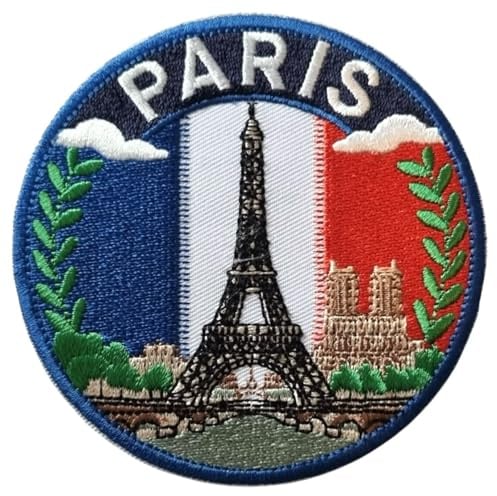 Paris Frankreich Patch bestickt Bügeln/Aufnähen Abzeichen (8,9 cm) Reise Europa Souvenir Eiffelturm Emblem perfekt für Rucksäcke, Gepäck, Jacken, Geschenkflicken