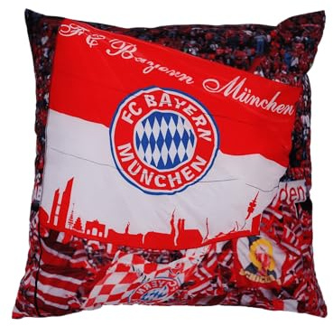 FC Bayern München I Kissen Fankurve 40x40 cm I Rot/Weiß I 40x40 cm I Sofakissen I Dekokissen