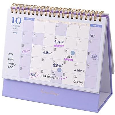 Kleiner Tischkalender 2026 – Spiralbindung Büroplaner mit 2 Aufklebern, Tischkalender für Mädchen – für Weihnachten, Zuhause, Arbeit, Studium, Urlaub, Reisen, Schule, Alltag, Schlafzimmer