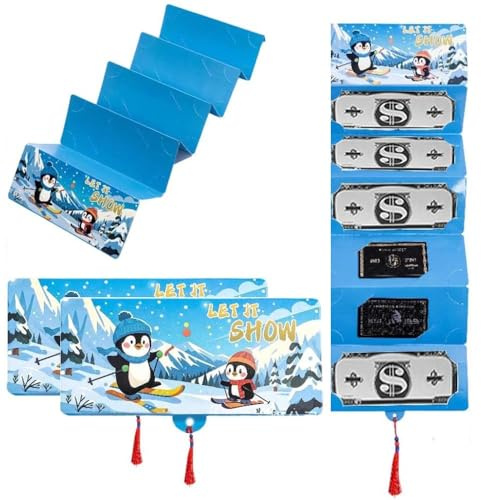 Enitmor 2 Stück Weihnachts Geschenkkartenhalter 2026 Upgrade, Geld- & Gutscheinhalter mit 10 Fächern, Christmas Cash Gift Envelope, Überraschungs-Kartenhalter für Weihnachten & Jubiläen (Blau1)