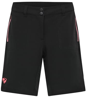 Ziener Damen Nakoa-Z Fahrrad-Shorts mit Innenhose - Mountainbike/Outdoor/Freizeit, Black.Strawberry Sorbet, 44