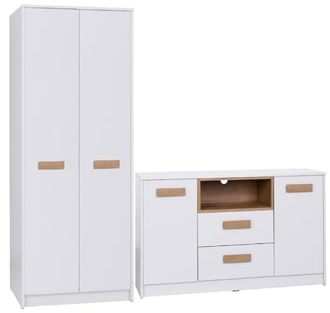Marmex Meble Grant Möbelset S/B, Kommode und Kleiderschrank, Jugendzimmer, Arbeitszimmer