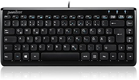 Perixx PERIBOARD-407B DE, Mini Tastatur - USB - 320x140x14mm Abmessung - Klavierlack Schwarz - QWERTZ DE Layout