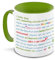 Tasse zum Geburtstag mit Namen Ilse und vielen Glückwünschen, grün/weiss