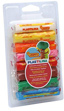 Jovi Plastilin, leicht formbare Modelliermasse für Kinder ab 2 Jahren, Blister mit 8 Farben je 15g