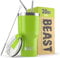 Beast Thermobecher 900 ml - Zitronengrasgrün I Mehrweg Thermo Kaffeebecher To Go mit 2 Strohhalmen & Reinigungsbürste I Doppelwandiger Trinkbecher aus Edelstahl I Perfekt für Kaffee oder Eiskaffee