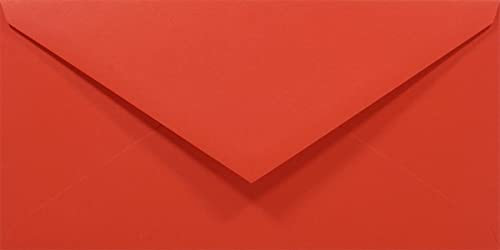 Netuno 50 Umschläge Rot DIN lang 110x220 mm 80g Rainbow rote Briefumschläge Spitzklappe ohne Fenster Briefhüllen bunt für Einladungs-Karten Geburtstagskarten Weihnachtskarten farbige Briefkuverts DL