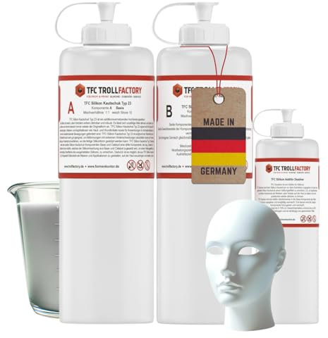 TFC Silikon Kautschuk Typ 23 Silskin Deadner, 1:1, weich Shore 10 - Transluzent, für SFX Masken und Applikationen, hochflexibel und dehnbar