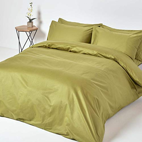 HOMESCAPES 1000 Thread Count Egyptian Cotton Green Duvet Cover Set Super King Size Luxury Quilt Cover Bedding Set 2 Pillowcases Included