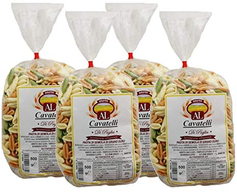 Frische Cavatelli Tricolor Nudeln aus Italien 4 x 500g - trafila in bronzo - cavo pasta - capunti - kleine muschelförmige Nudeln