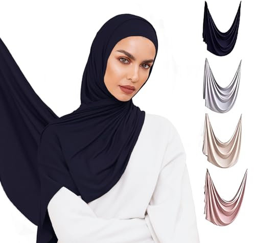 Voile Chic Vorgenähter Instant-Hijab-Kopftuch aus Premium-Jersey – Marineblau