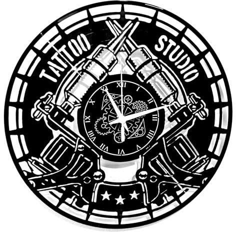 Instant Karma Clocks Vinyl Wanduhr Vintage Handgemache Schallplatten-Design Dekor Tattoo-Shop Ink Studio