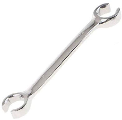 Vogueing Tool Brake Pipe Spanner 19x22MM Open Ring Spanner Metric Double End Flare Nut Pipe Spanner for Hard to Reach, Confined Space