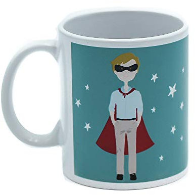 SUSIKO | Taza de Cerámica | Súper Familia| Para Desayunos, Meriendas y Cenas de Toda la Familia | Súper Papá con Capa y Antifaz | Packaging de Regalo en Caja Kraft